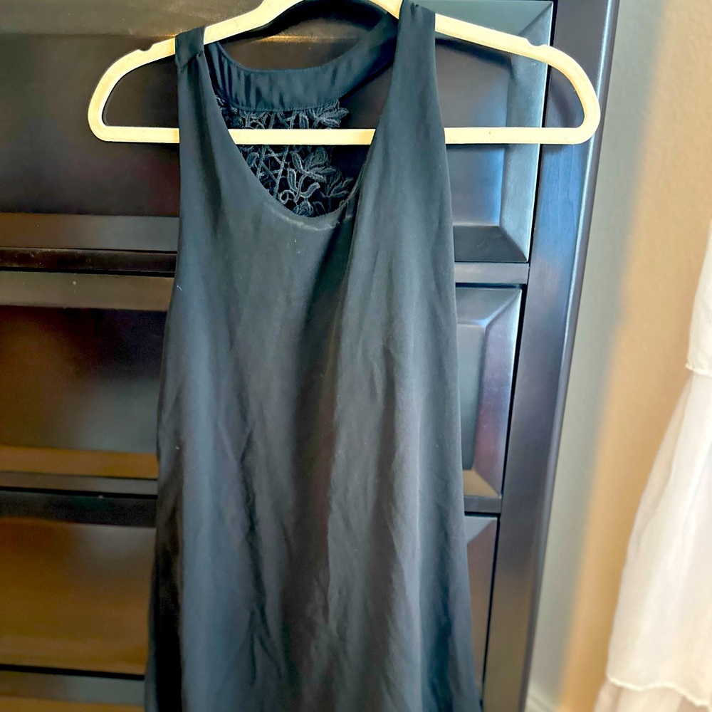 Black lace back mini dress